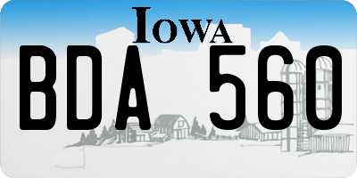 IA license plate BDA560