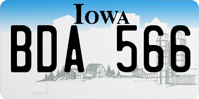 IA license plate BDA566