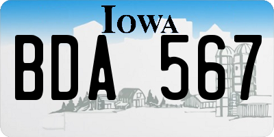 IA license plate BDA567