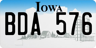 IA license plate BDA576