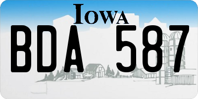 IA license plate BDA587