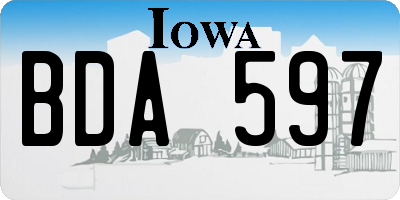 IA license plate BDA597