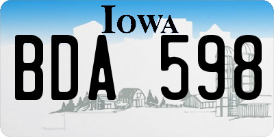 IA license plate BDA598