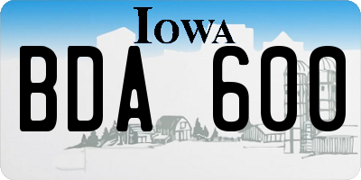 IA license plate BDA600