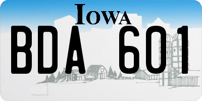 IA license plate BDA601