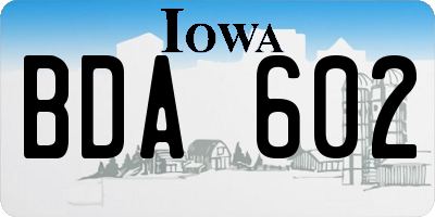 IA license plate BDA602