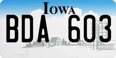 IA license plate BDA603