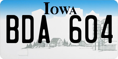 IA license plate BDA604