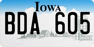 IA license plate BDA605