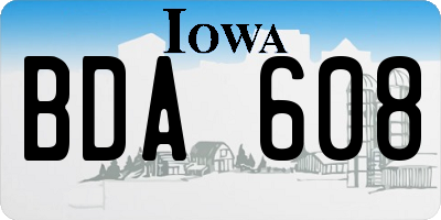 IA license plate BDA608