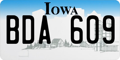 IA license plate BDA609