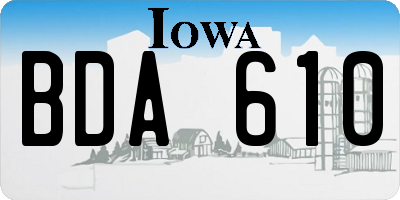 IA license plate BDA610