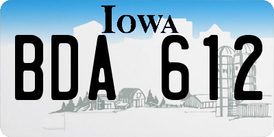 IA license plate BDA612