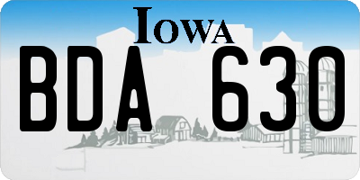 IA license plate BDA630