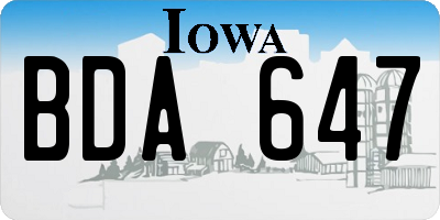 IA license plate BDA647