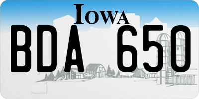 IA license plate BDA650