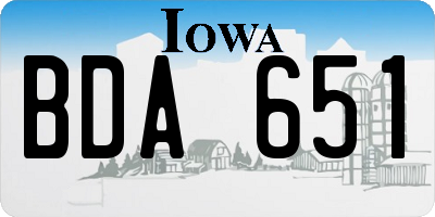 IA license plate BDA651