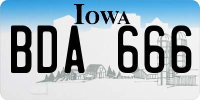 IA license plate BDA666