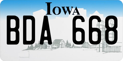 IA license plate BDA668