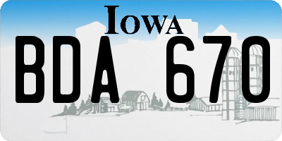 IA license plate BDA670