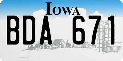 IA license plate BDA671