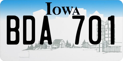 IA license plate BDA701