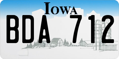 IA license plate BDA712
