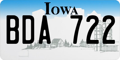 IA license plate BDA722