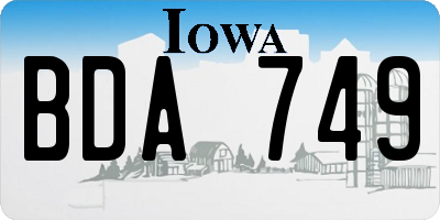 IA license plate BDA749