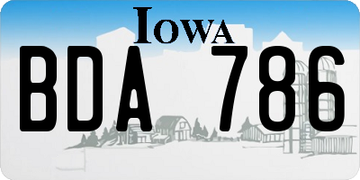IA license plate BDA786