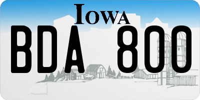 IA license plate BDA800