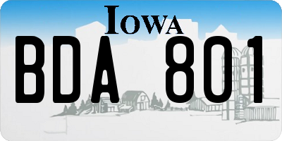 IA license plate BDA801