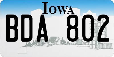 IA license plate BDA802