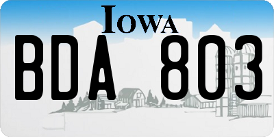 IA license plate BDA803