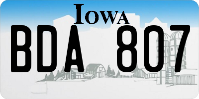 IA license plate BDA807