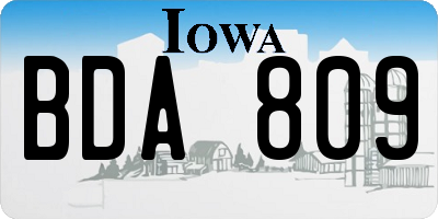 IA license plate BDA809