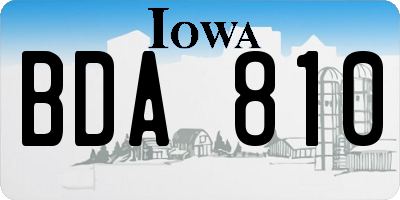 IA license plate BDA810