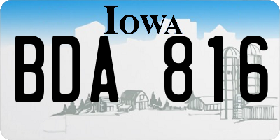 IA license plate BDA816