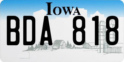 IA license plate BDA818