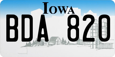 IA license plate BDA820