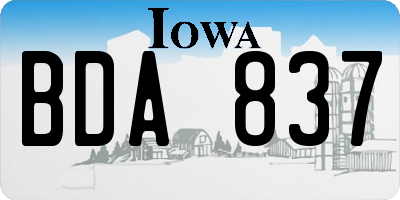 IA license plate BDA837