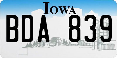 IA license plate BDA839