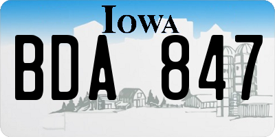 IA license plate BDA847