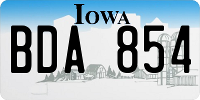 IA license plate BDA854