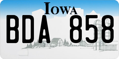 IA license plate BDA858