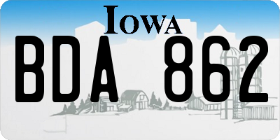 IA license plate BDA862