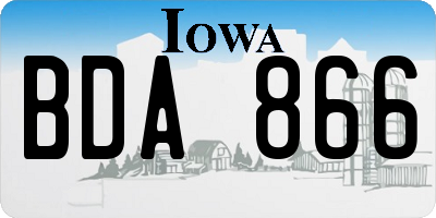 IA license plate BDA866