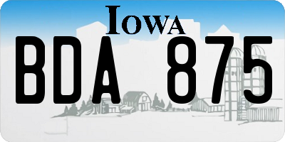 IA license plate BDA875