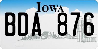IA license plate BDA876