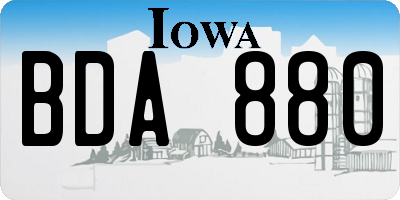 IA license plate BDA880